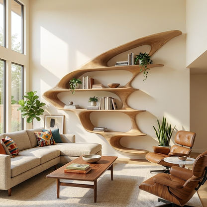 Wooden Floating Bookshelf Unique Design For Living Room Wall Kitchnce