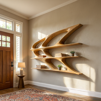 Organic Sculptural Wooden Bookshelf For Living Room Statement Kitchnce