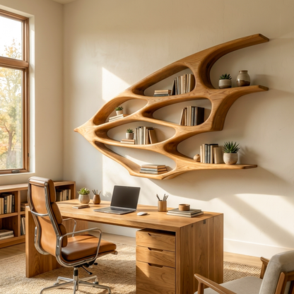 Organic Wooden Floating Bookshelf For Minimalist Home Decor Kitchnce