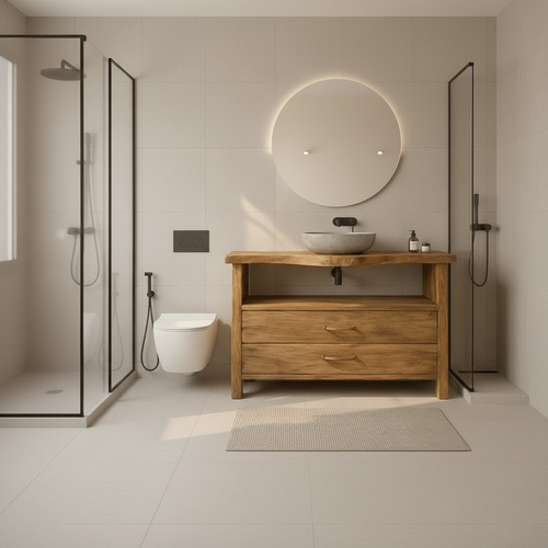 Live Edge Solid Wood Bathroom Vanity with 2 Drawers and Open Shelf for Contemporary Farmhouse Bathrooms