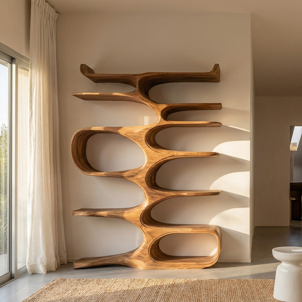 Mid Century Natural Wood Bookshelf For Living Room Furniture Kitchnce