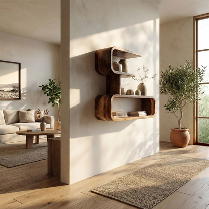 Minimal Wall Mounted Shelf with Clean Floating Wood Design