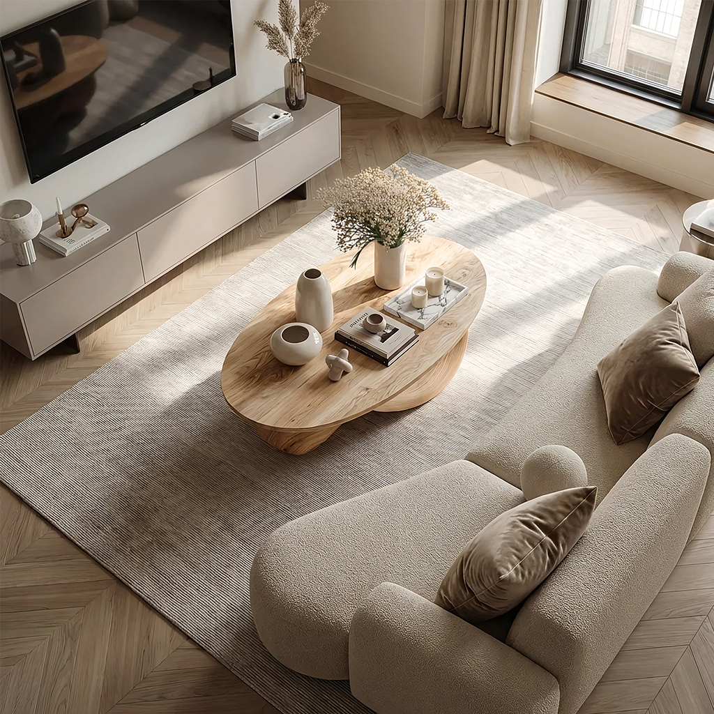 Organic Sculptural Coffee Table with Flowing Loop Base