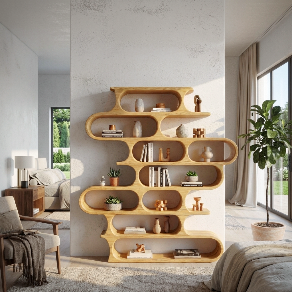 Organic Oval Bookshelf For Living Room Or Creative Studio Kitchnce