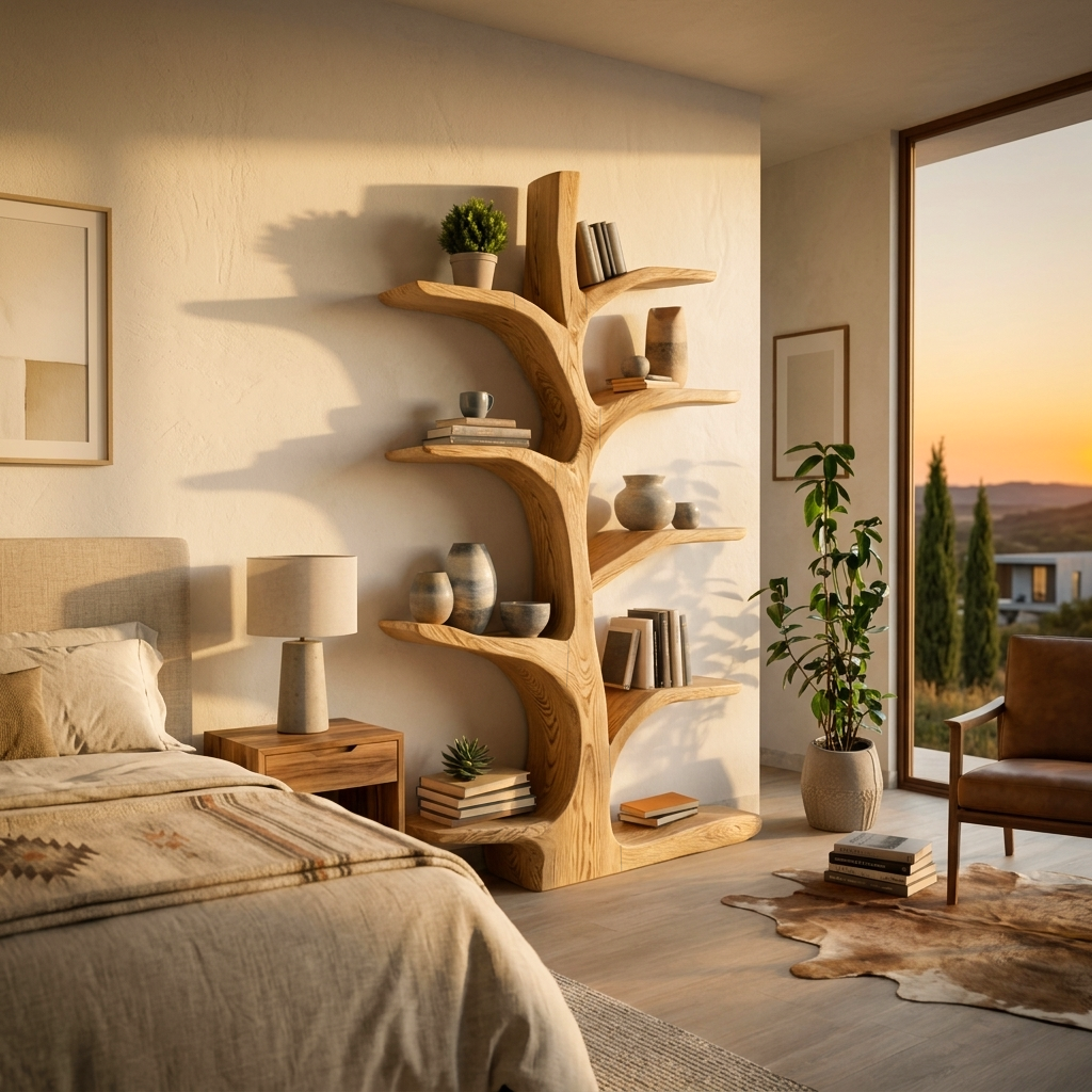 Minimal Natural Wood Bookshelf For Home Kitchnce