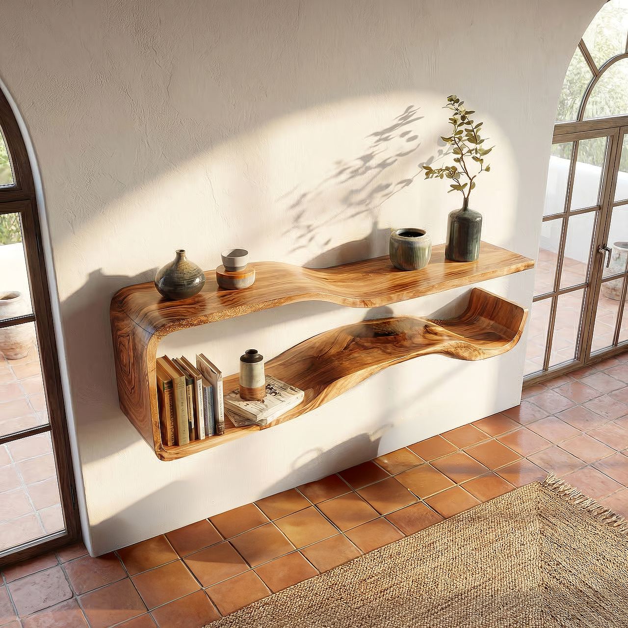 Floating Display Shelf with Soft Edge Minimal Design