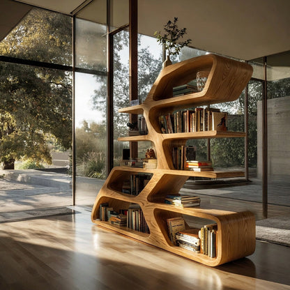 Modern Sculptural Bookshelf For Living Room Decor Kitchnce
