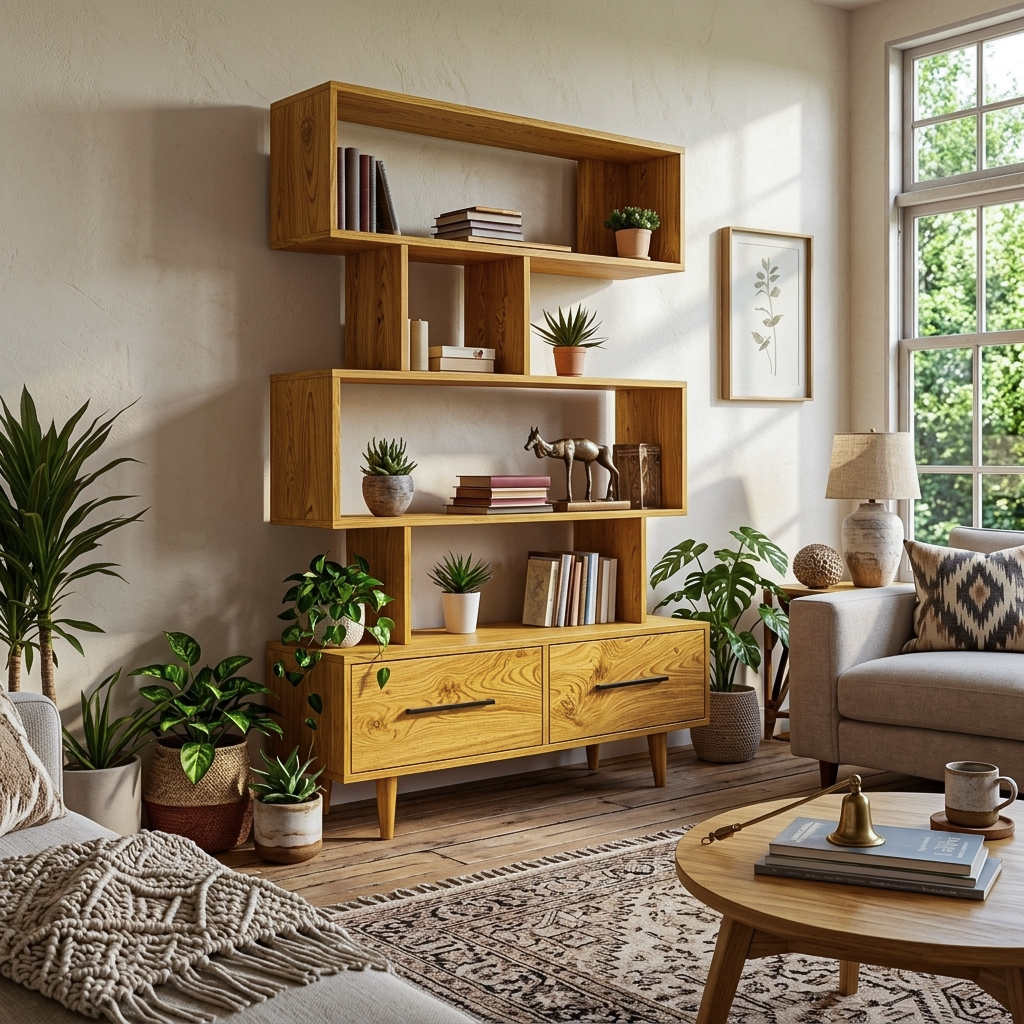 Minimal Natural Wood Bookshelf With Tiers For Home Decor Kitchnce