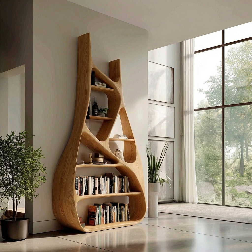 Minimalist Sculptural Bookshelf For Living Room Furniture Kitchnce