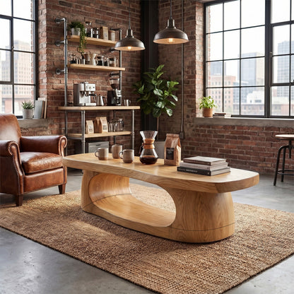 Organic Oval Coffee Table With Sculptural Open Base