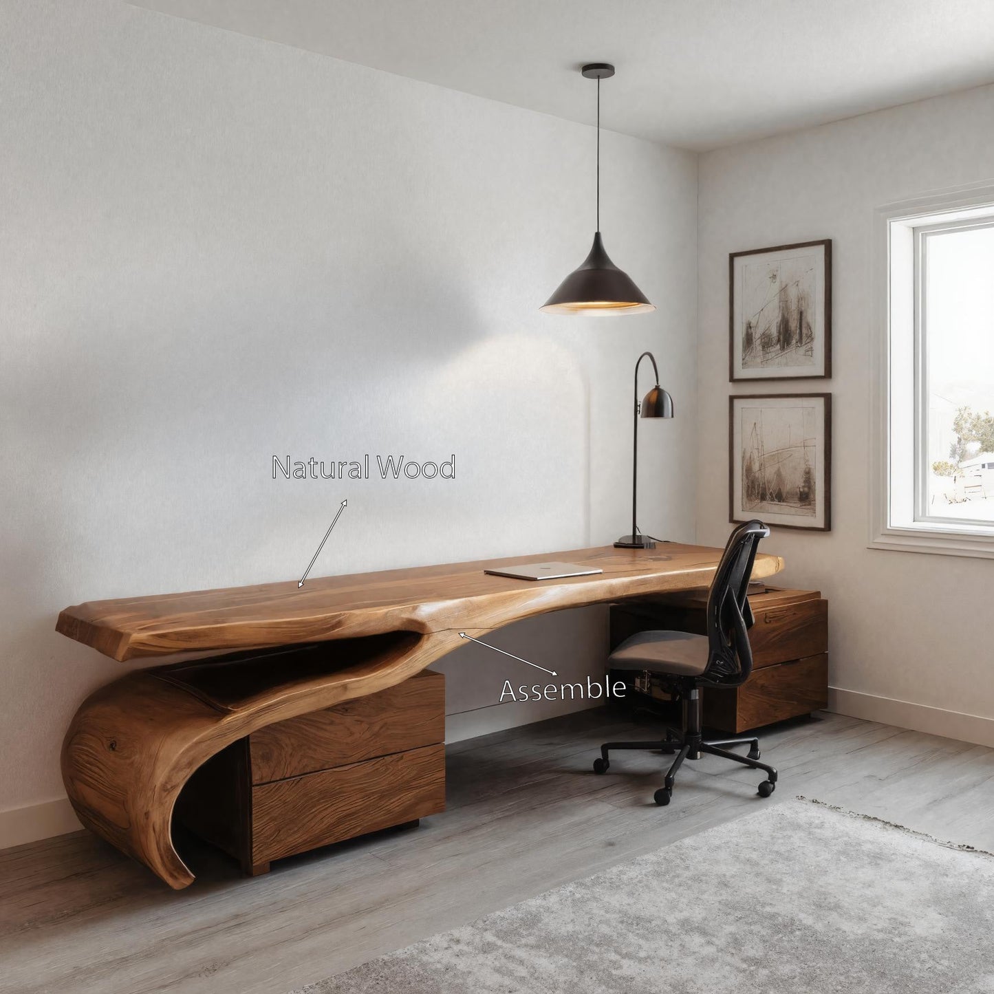 Modern Sculptural Desk With Flowing Design For Home Office