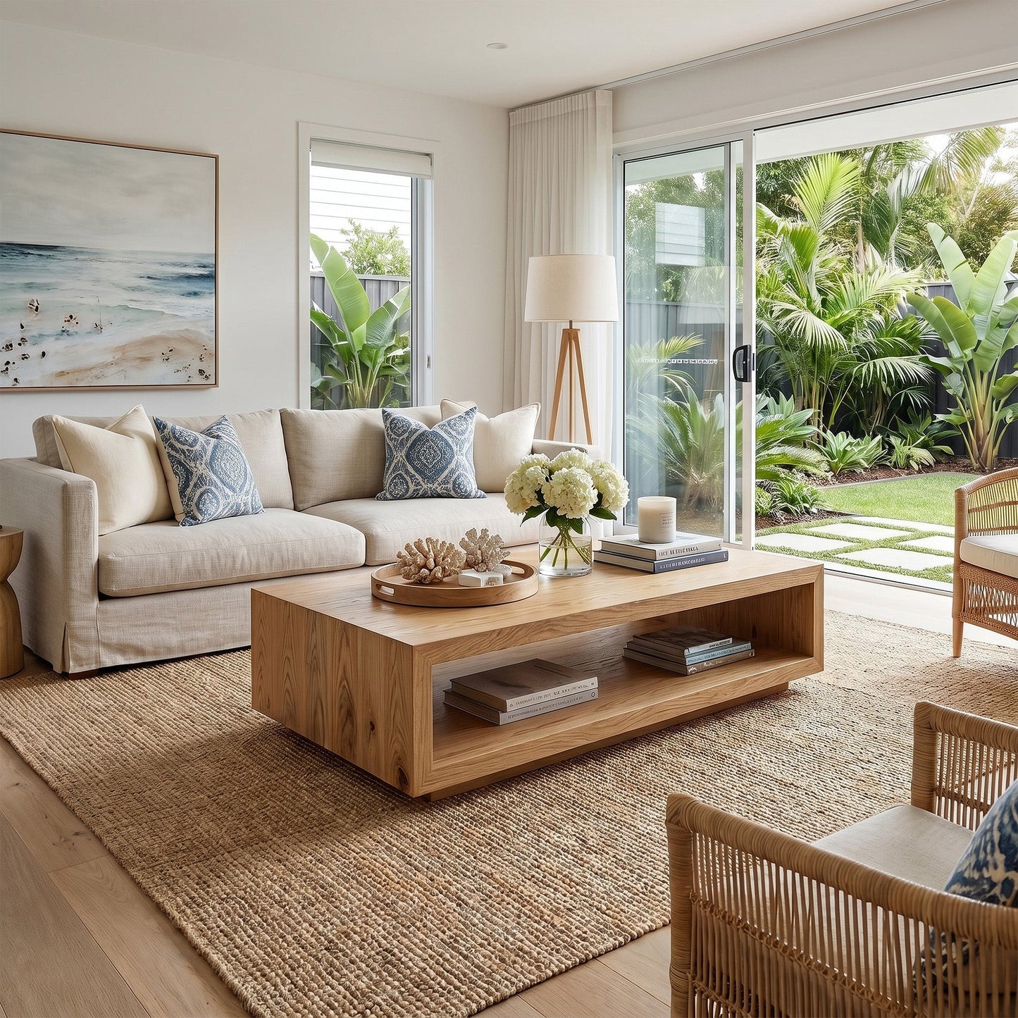 Minimalist Solid Wood Coffee Table With Open Shelf