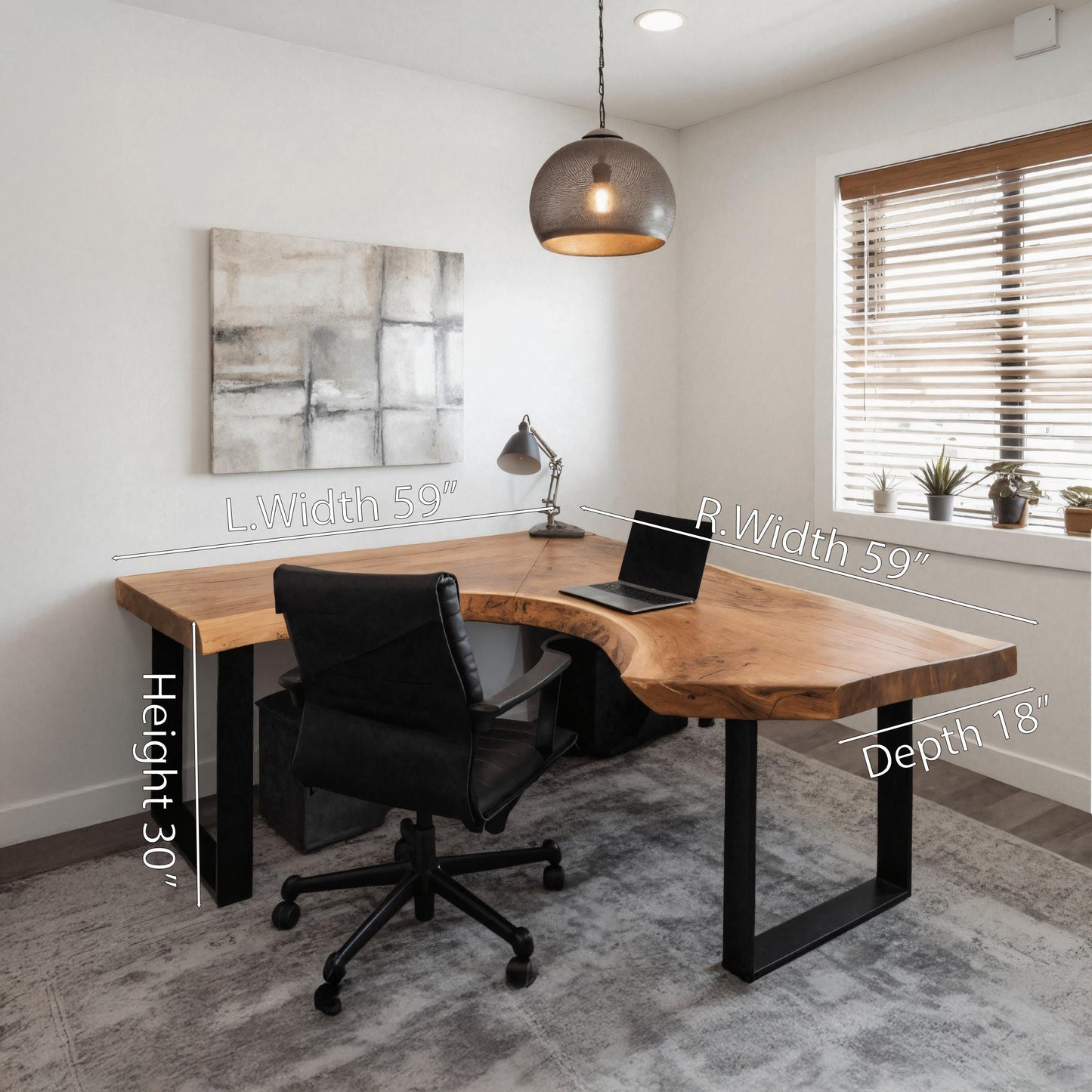 Modern Live Edge L Shaped Desk For Home Workspace Kitchnce