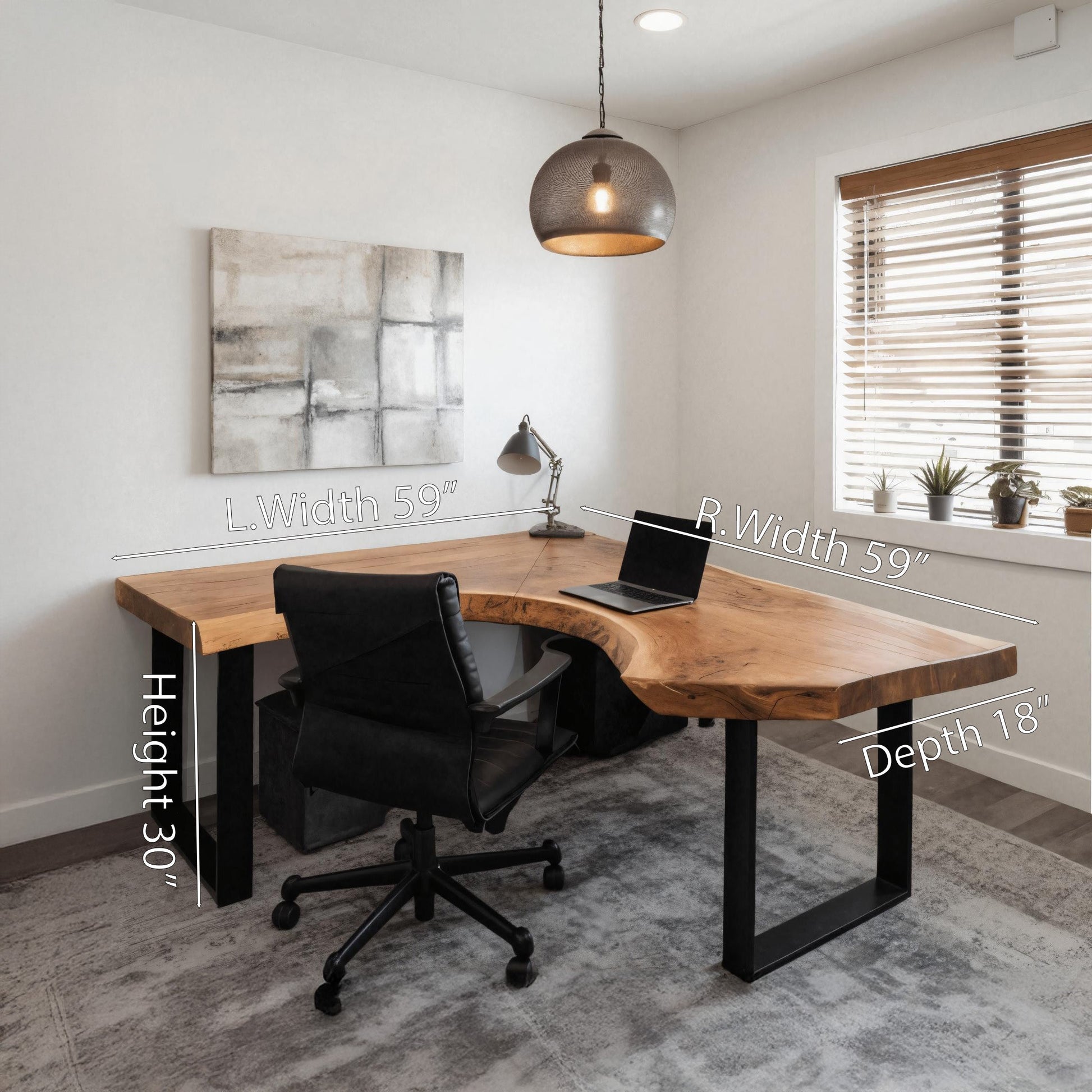 Modern Live Edge L Shaped Desk For Home Workspace Kitchnce