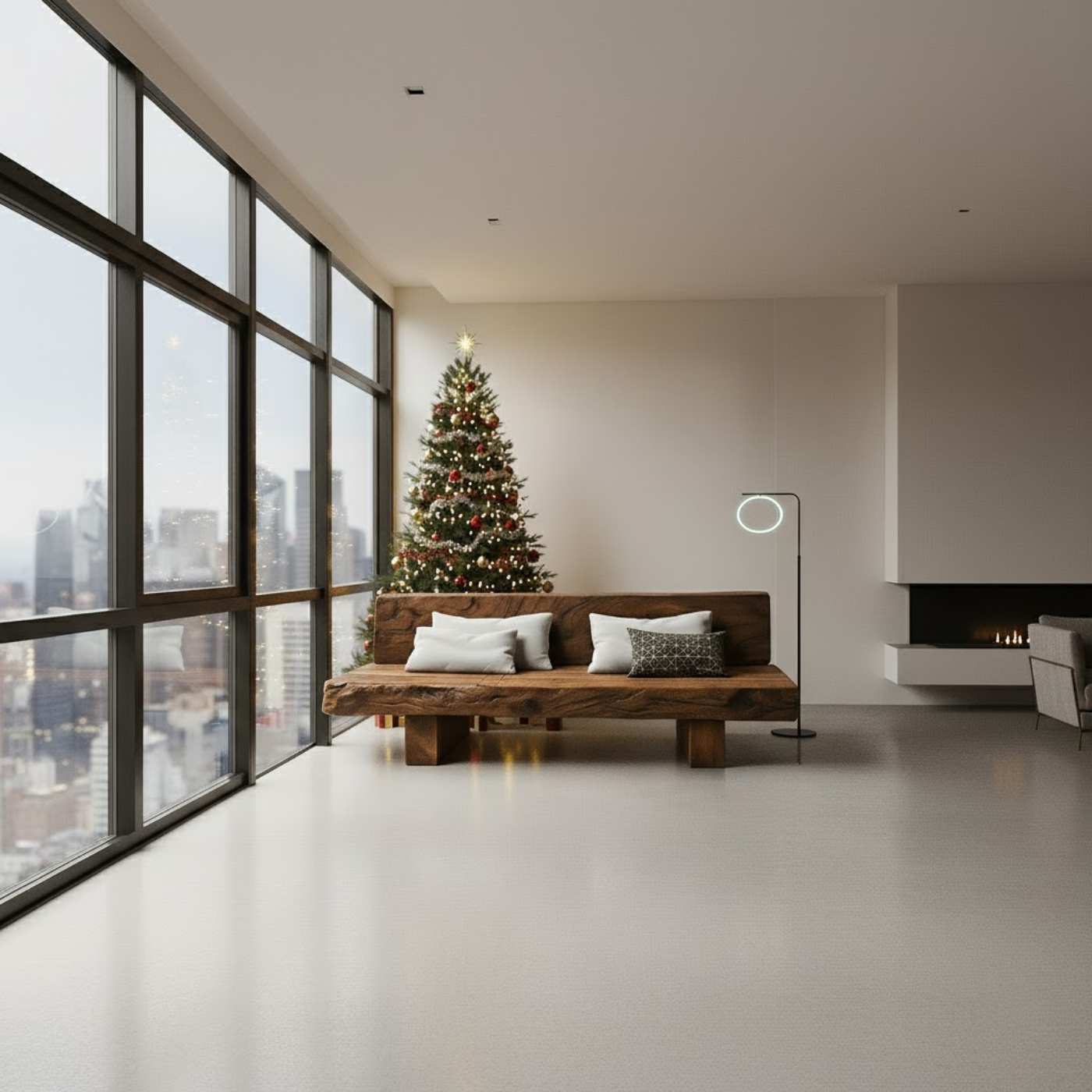 Handcrafted Solid Walnut Sofa – Rustic Live Edge Wood Couch with Minimalist Design for Holiday Decor Kitchnce