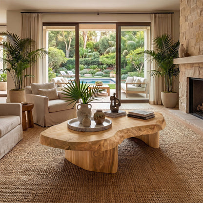 Organic Freeform Live Edge Coffee Table With Sculptural Base