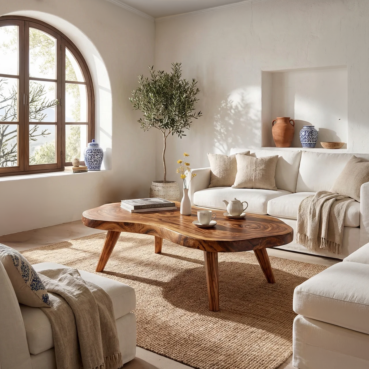 Organic Freeform Coffee Table with Sculpted Tapered Legs