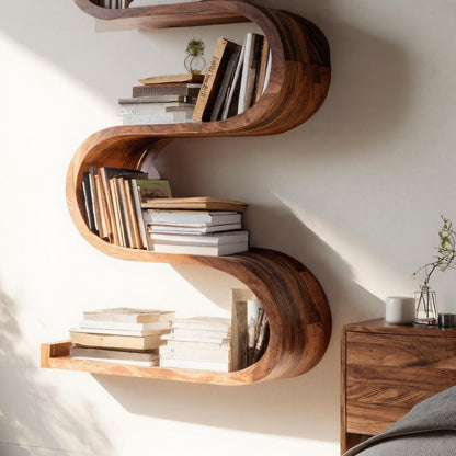 Contemporary Vertical Wall Bookshelf For Living Decor Kitchnce