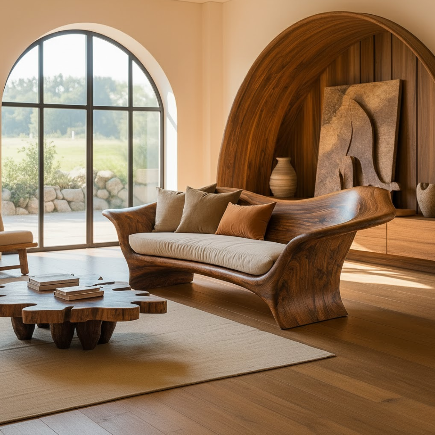 Handcrafted Solid Wood Sofa – Organic Modern Design Kitchnce