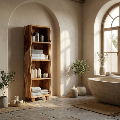 Modern Wooden Bathroom Cabinet With Flowing Edges