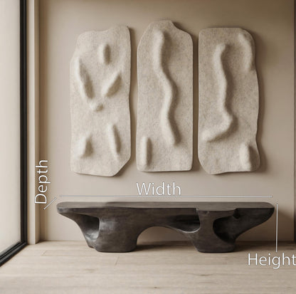 Contemporary Sculptural Bench With Carved Design For Living Room Kitchnce