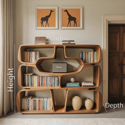 Modern Sculptural Bookshelf With Organic Curves For Living Room Kitchnce