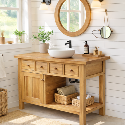 Solid Walnut Bathroom Vanity with Storage for Bathroom Organization Kitchnce