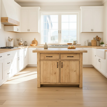 Handcrafted Solid Wood Kitchen Island with Dual Drawers and Spacious Cabinet Storage Kitchnce