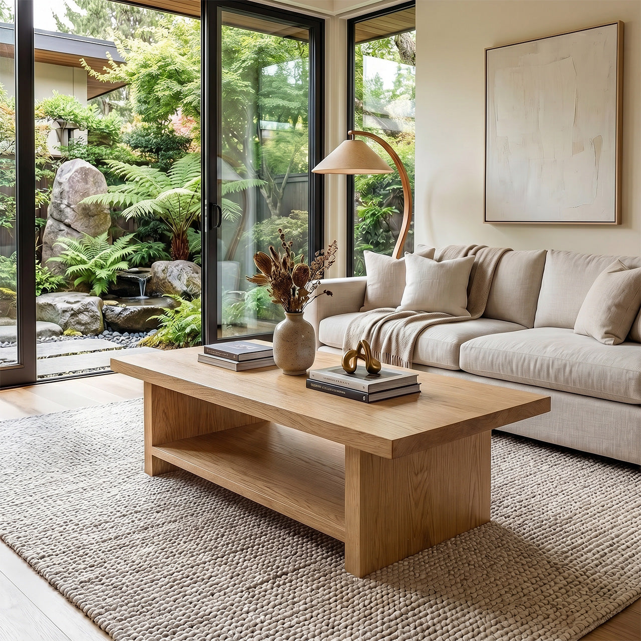 Live Edge Coffee Table With Open Shelf Storage