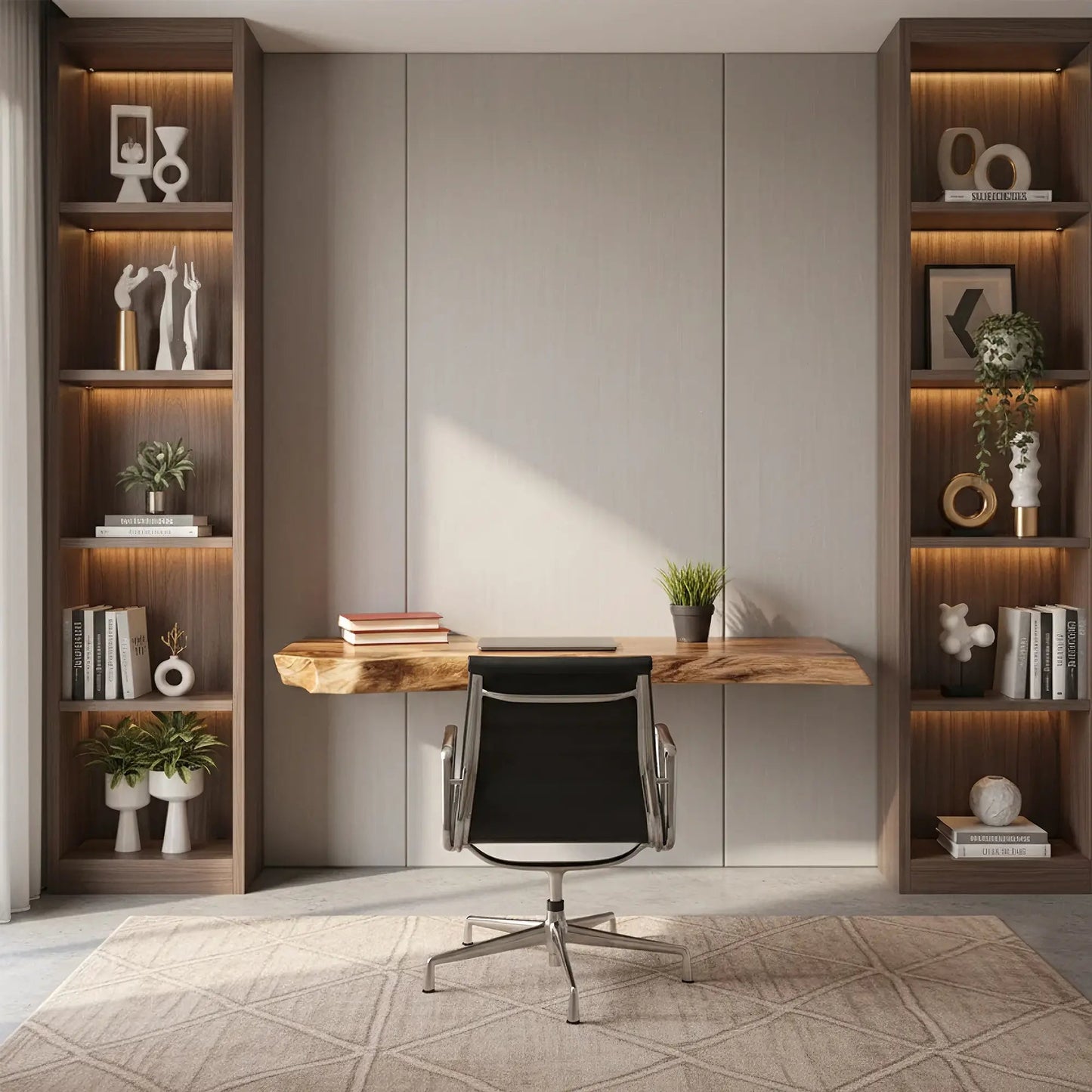 Live Edge Solid Wood Wall Desk for Minimalist Home Workspace Kitchnce