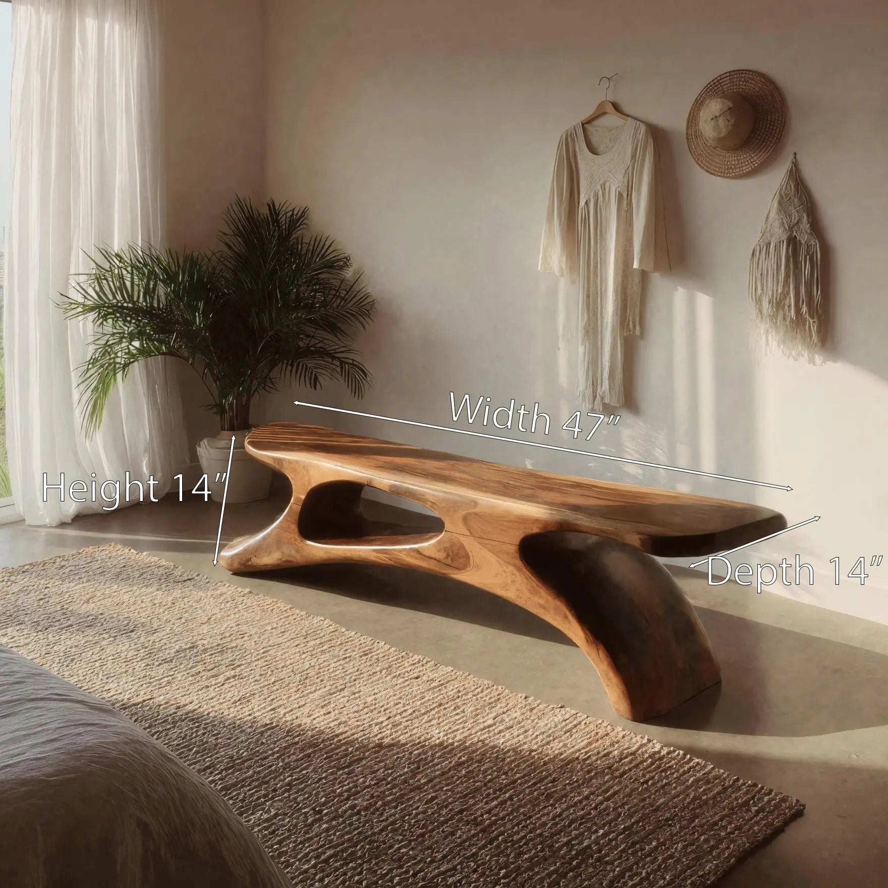Modern Sculptural Bench For Bedroom Or Living Room Kitchnce