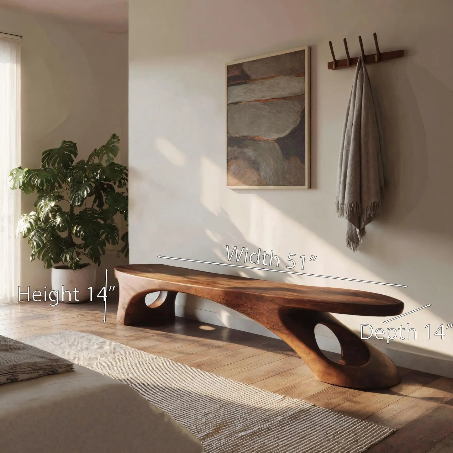 Modern Sculptural Bench With Organic Design For Entryway Kitchnce