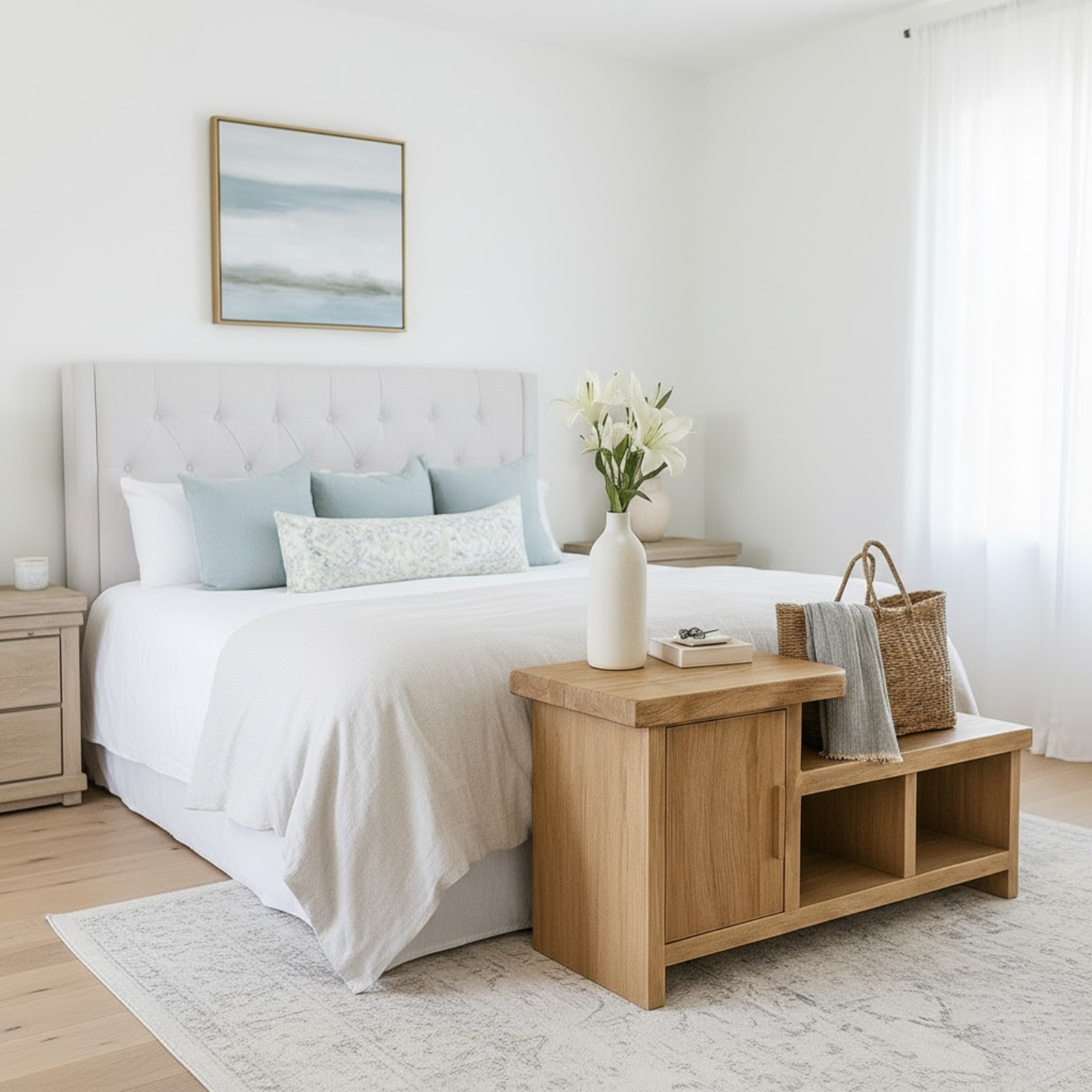 Handcrafted Solid Wood Bench – Modern Organic Seating with Versatile Storage Kitchnce