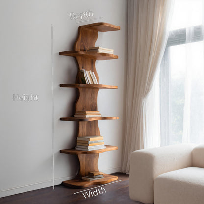 Modern Sculptural Wave Bookshelf For Living Room Kitchnce