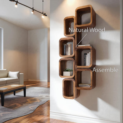 Modern Wall Mounted Bookshelf With Square Design For Living Room Kitchnce