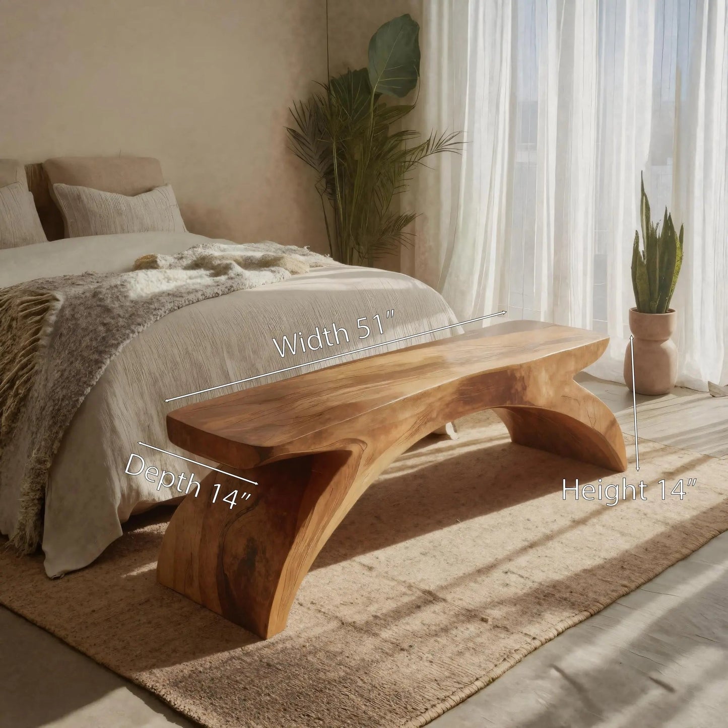 Organic Sculptural Bench For Bedroom Or Living Room Kitchnce