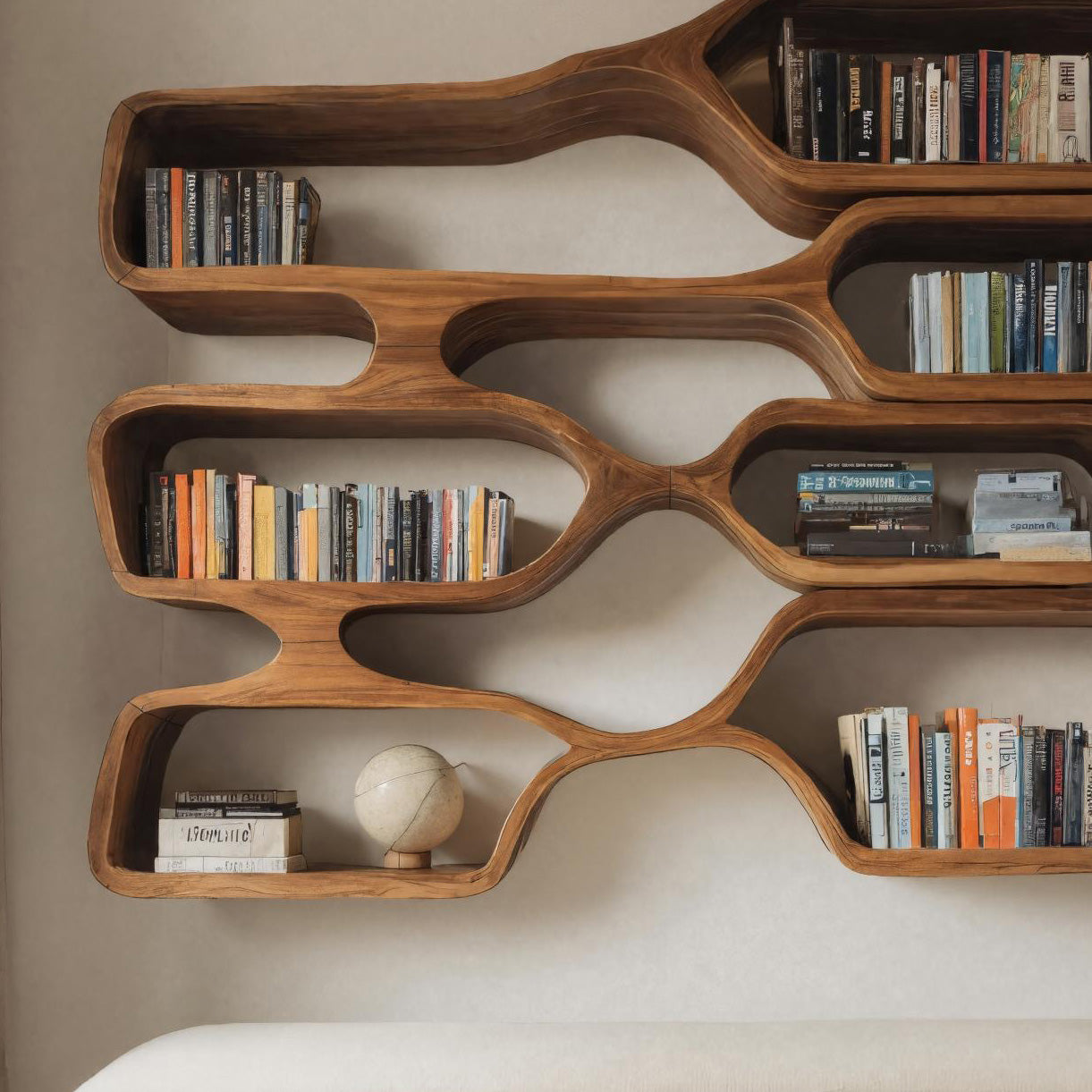Organic Sculptural Wall Bookcase For Living Room Kitchnce