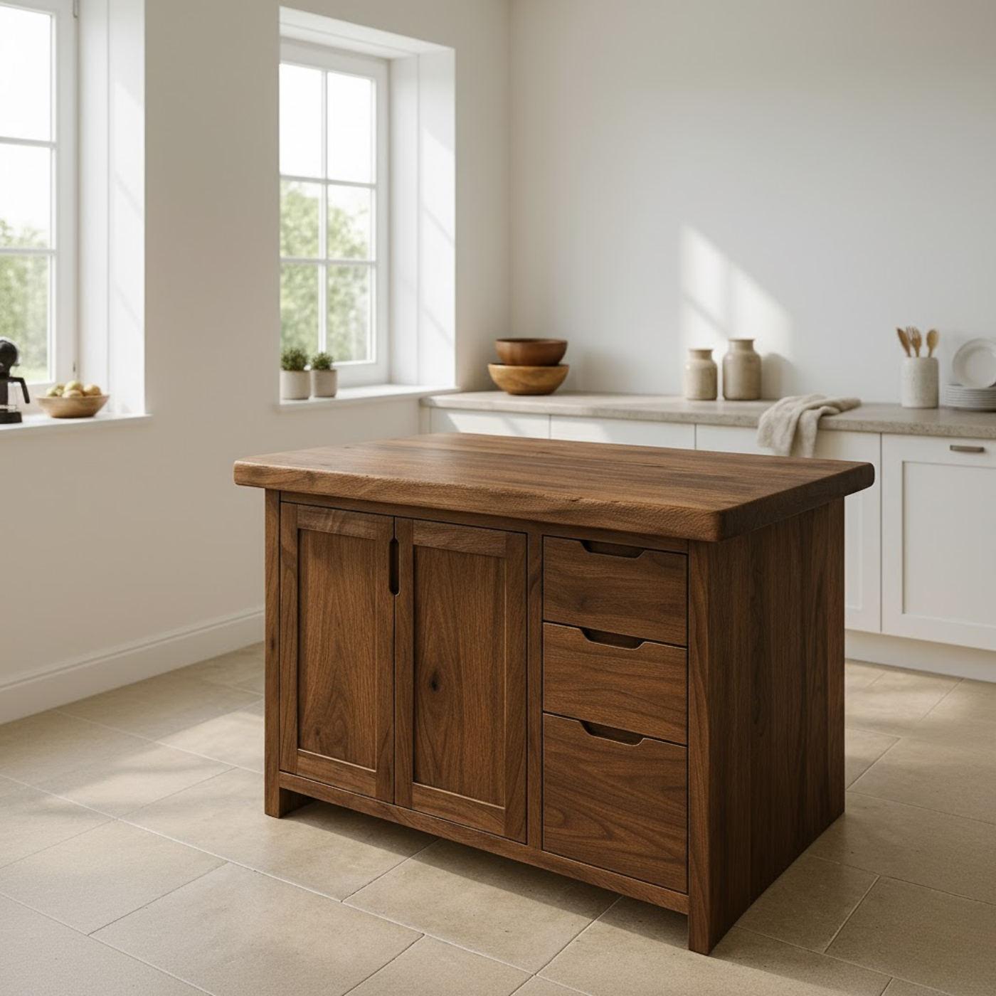 Handcrafted Soild Wood Kitchen Island - Modern Storage Cabinet & Prep Station Kitchnce
