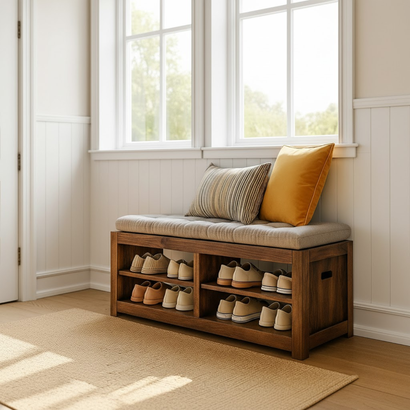 Handcrafted Solid Wood Bench – Transitional Design with Comfortable Upholstered Top Kitchnce