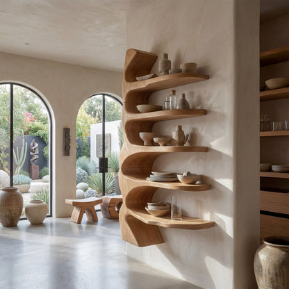 Vertical Wood Wall-Mounted Shelf With Open Display