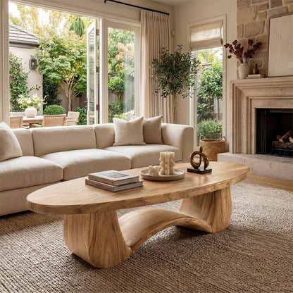 Organic Sculptural Coffee Table With Curved Base