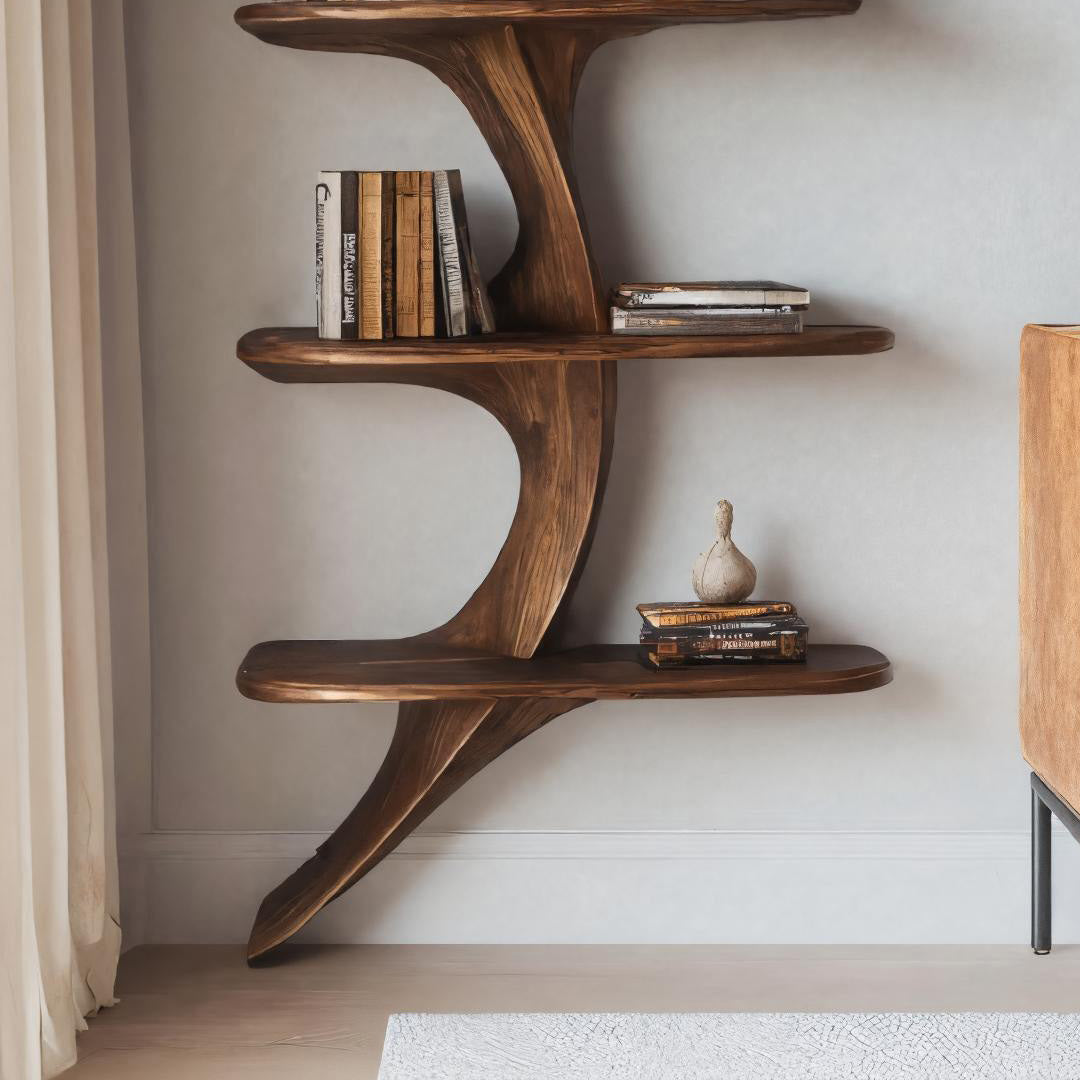 Artistic Curved Wall Bookshelf For Living Room Decor Kitchnce