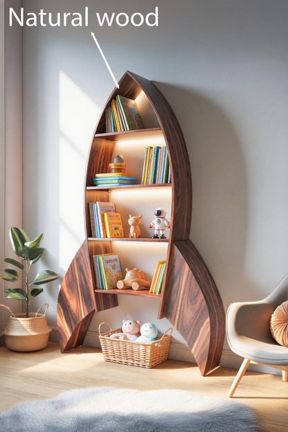 Rocket Shaped Bookshelf For Nursery Or Playroom Kitchnce