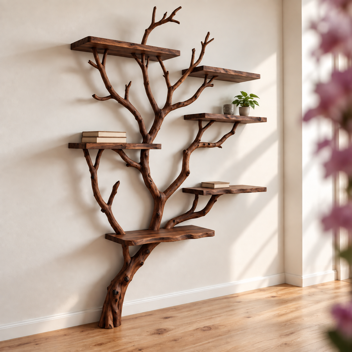 Liora Handcrafted Solid Wood Tree Bookshelf