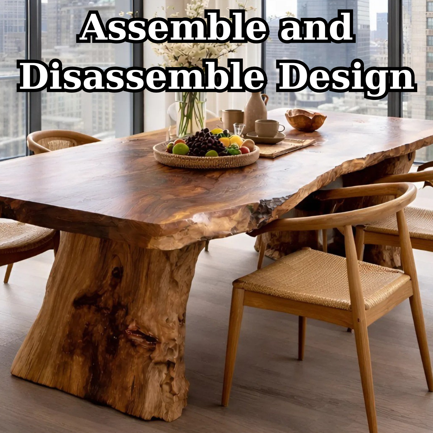 Handcrafted Solid Wood Live Edge Dining Table for Modern Interiors