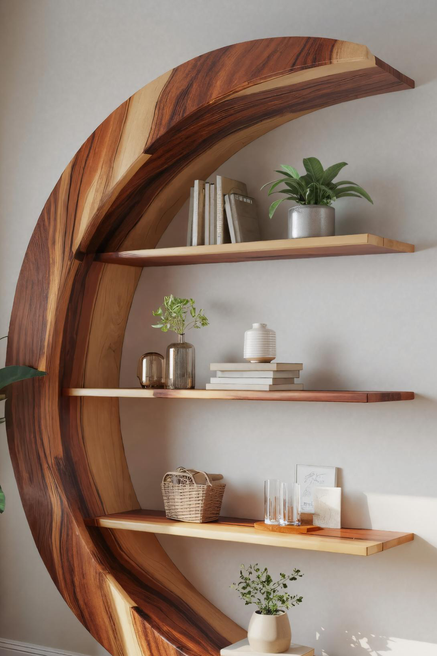 Modern Floating Moon Bookshelf For Living Room Or Bedroom Kitchnce