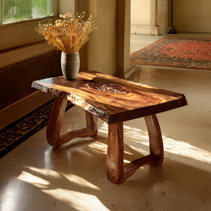 Live Edge Coffee Table with Sculptural Curved Base