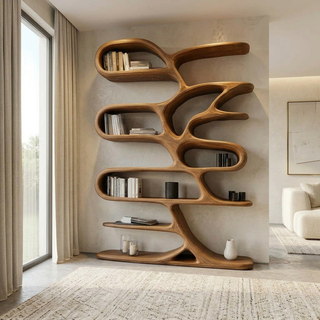Contemporary Wooden Bookcase For Minimalist Living Room Decor Kitchnce