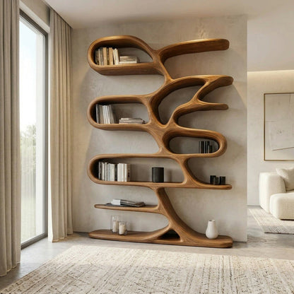 Contemporary Wooden Bookcase For Minimalist Living Room Decor Kitchnce