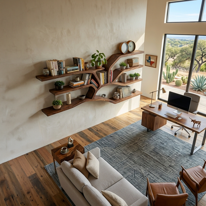 Handcrafted Sculptural Wooden Bookshelf For Living Room Decor Kitchnce